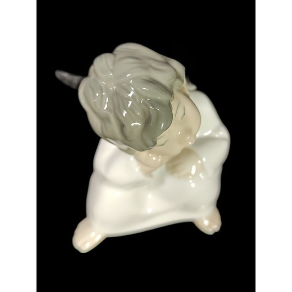 Lladro Thinking Sitting Angel Boy Cherub 4" Figurine #4539, Vintage - Picture 8 of 10